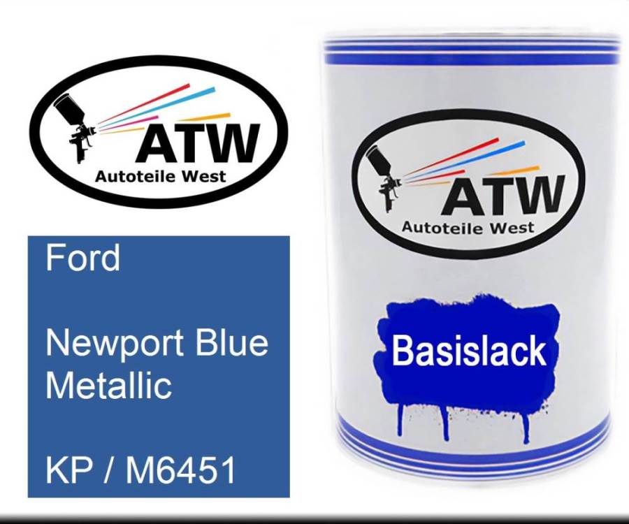 Ford, Newport Blue Metallic, KP / M6451: 500ml Lackdose, von ATW Autoteile West.